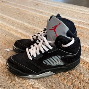 Jordan Black and Silver High-Top Sneakers with Red Jumpman